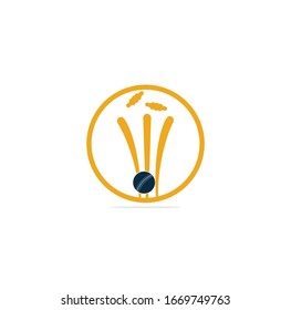 Cricket wickets and ball logo. Wicket and bails logo. Cricket championship logo. Cricket logo	