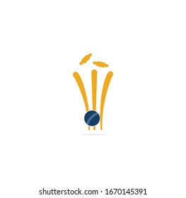 Cricket wickets and ball logo. Wicket and bails logo. Cricket championship logo. Cricket logo	