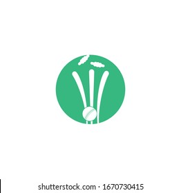 Cricket wickets and ball logo. Wicket and bails logo. Cricket championship logo. Cricket logo	