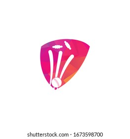 Cricket wickets and ball logo. Wicket and bails logo. Cricket championship logo. Cricket logo	