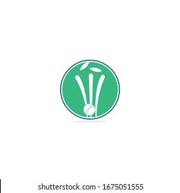 Cricket wickets and ball logo. Wicket and bails logo. Cricket championship logo. Cricket logo	