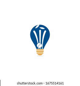 Cricket wickets and ball logo. Wicket and bails logo. Cricket championship logo. Cricket bulb shape concept logo	