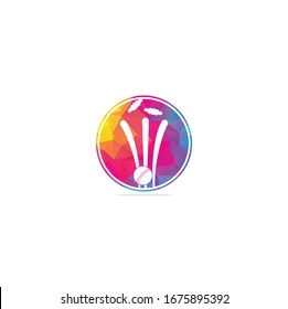 Cricket wickets and ball logo. Wicket and bails logo. Cricket championship logo. Cricket logo	