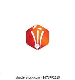 Cricket wickets and ball logo. Wicket and bails logo. Cricket championship logo. Cricket logo	