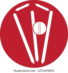 Cricket wickets and ball logo. Wicket and bails logo. Cricket championship logo. Cricket logo