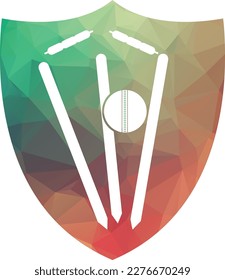 Cricket wickets and ball logo. Wicket and bails logo. Cricket championship logo. Cricket logo