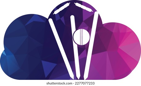 Cricket wickets and ball logo. Wicket and bails logo. Cricket championship logo. Cricket logo