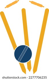 Cricket wickets and ball logo. Wicket and bails logo. Cricket championship logo. Cricket logo