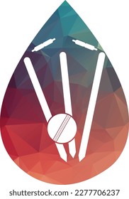 Cricket wickets and ball logo. Wicket and bails logo. Cricket championship logo. Cricket logo