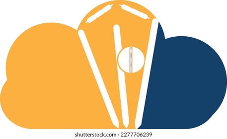 Cricket wickets and ball logo. Wicket and bails logo. Cricket championship logo. Cricket logo