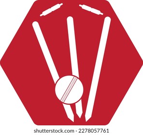 Cricket wickets and ball logo. Wicket and bails logo. Cricket championship logo. Cricket logo