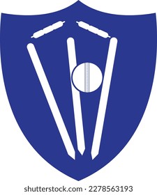 Cricket wickets and ball logo. Wicket and bails logo. Cricket championship logo. Cricket logo