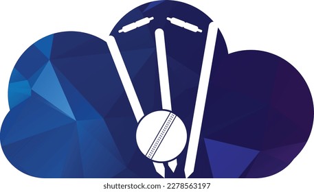 Cricket wickets and ball logo. Wicket and bails logo. Cricket championship logo. Cricket logo