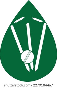 Cricket wickets and ball logo. Wicket and bails logo. Cricket championship logo. Cricket logo