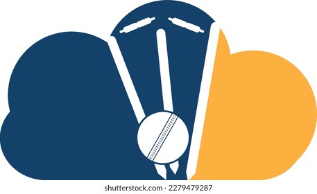 Cricket wickets and ball logo. Wicket and bails logo. Cricket championship logo. Cricket logo