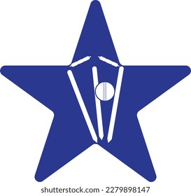 Cricket wickets and ball logo. Wicket and bails logo. Cricket championship logo. Cricket logo