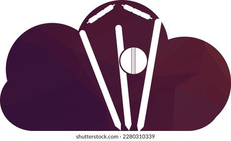 Cricket wickets and ball logo. Wicket and bails logo. Cricket championship logo. Cricket logo