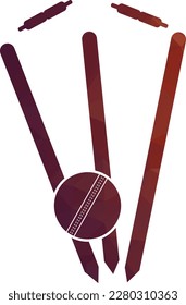 Cricket wickets and ball logo. Wicket and bails logo. Cricket championship logo. Cricket logo