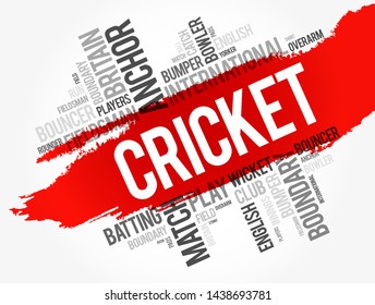 Cricket word cloud collage, sport concept background