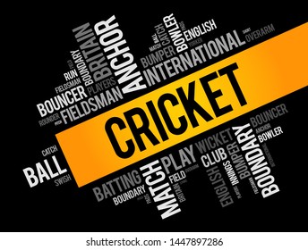 Cricket word cloud collage, sport concept background