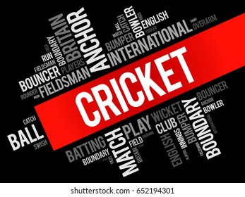 Cricket word cloud collage, sport concept background