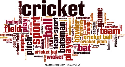 Cricket word cloud concept. Vector illustration