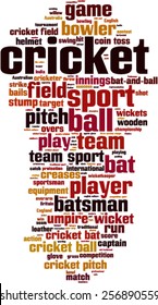 Cricket word cloud concept. Vector illustration