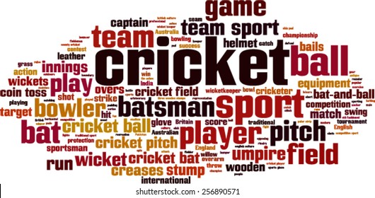 Cricket word cloud concept. Vector illustration