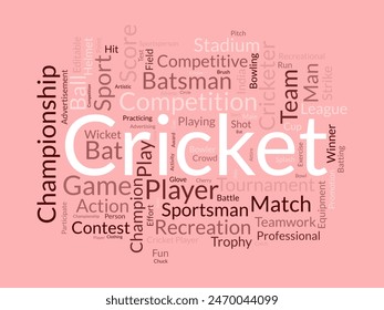 Cricket word cloud template. Sport concept vector tagcloud background.