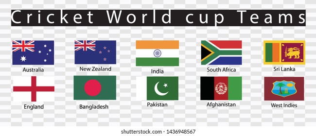 Cricket world cup teams with their flags