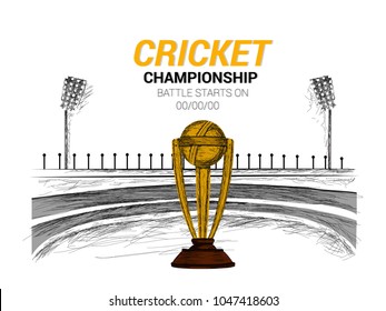 Cricket,batsman  Playing Cricket Championship Sports,on Stadium Lights Background