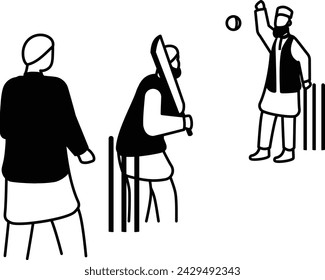Cricketer, Bowler and Batsmen vector design, yaum-e-pakistan Symbol, Islamic republic or resolution day Sign, 23 March national holiday illustration, Person Playing Cricket as Honorary Match concept svg