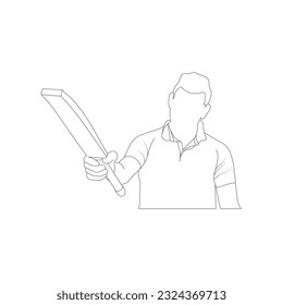 Ilustración del criquetro, dibujo vectorial del bateador