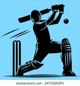 A Cricketer is Playing a Shot Vector Illustration