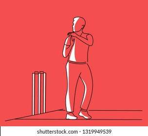 Cricketer Want Review - single line art drawing.