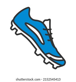 Crickets Boot Icon. Editable Bold Outline With Color Fill Design. Vector Illustration.