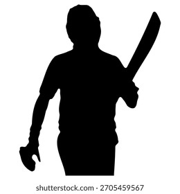 Vector de Ilustraciones de Silueta de Vector de Crickter de Alta Calidad