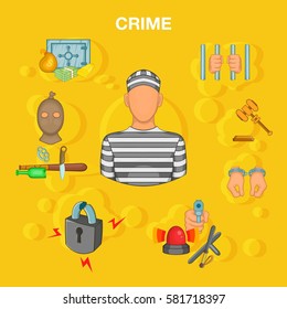 Crime accident concept set. Cartoon illustration of crime accident vector concept for web