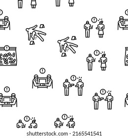 Crime Bandit Illegal Actions Vector Seamless Pattern Thin Line Illustration