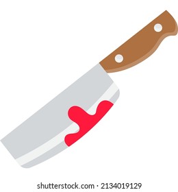 Krimblutiges Messer, Vektorsymbol. Blut auf Blade einzeln auf weißem Hintergrund. Tödliche Waffe. Horror und Tod
