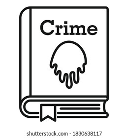 Icono del libro de crímenes. Icono del vector del libro de delincuencia de esquema para diseño web aislado en fondo blanco