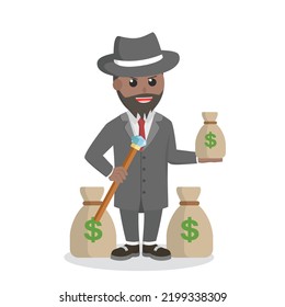 Crime Boss African On Money Design Character On White Background