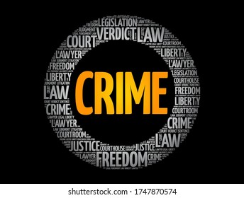 Crime circle word cloud, law concept background