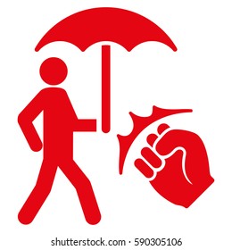 Crime Coverage vector icon. Flat red symbol. Pictogram is isolated on a white background. Designed for web and software interfaces.
