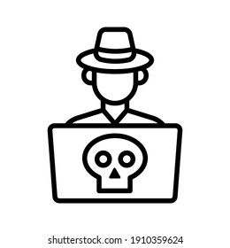 Crimen, ciber, imagen vectorial de ícono de hacker. También se puede usar para la seguridad de internet. Idóneo para aplicaciones web, aplicaciones móviles y medios impresos.