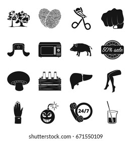 crime, hairdresser, animal and other web icon in black style., machinery alcohol, computer, delivery