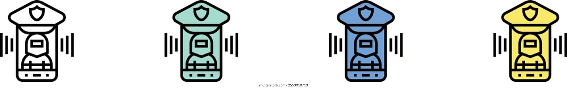 crime icon. Outline, Green, Blue and Yellow Style Design Isolated On White Background