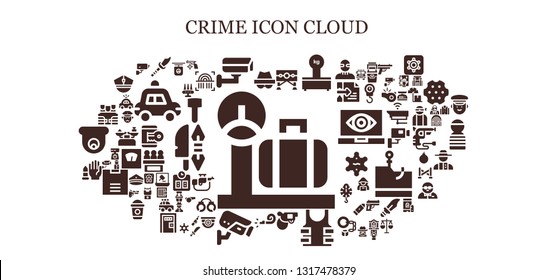 crime icon set. 93 filled crime icons.  Collection Of - Scale, Hacker, Weapon, Cctv, Guillotine, Scales, Pistol, Bulletproof, Whistle, No weapons, Bulletproof vest, Gun, Mallet