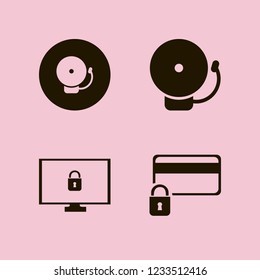 crime icon. crime vector icons set credit card lock, cyber security and school bell