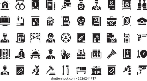 Crime icons High-Quality Vector Icons Collection with Editable Stroke. Ideal for Professional and Creative Projects.